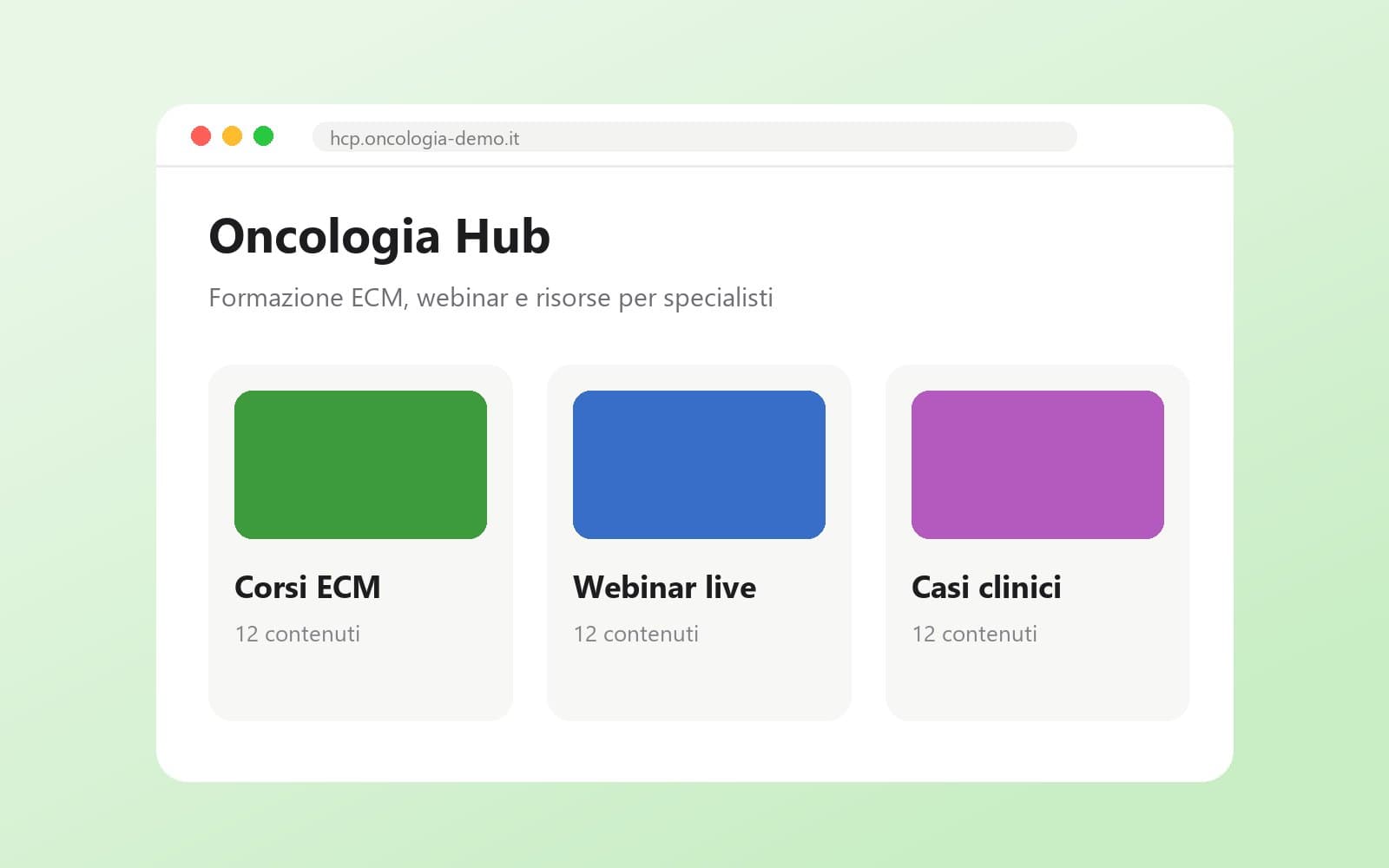 Homepage del portale Oncologia Hub